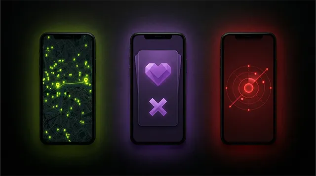 Multiple dating app icons on a phone screen